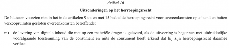 Herroeping - Terugbetalingsbeleid